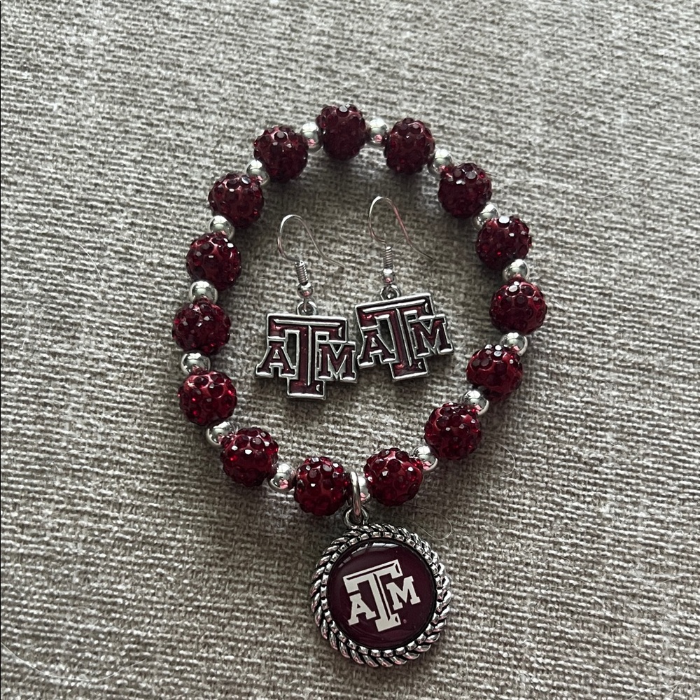 Elegant Maroon and Silver Jewelry Set